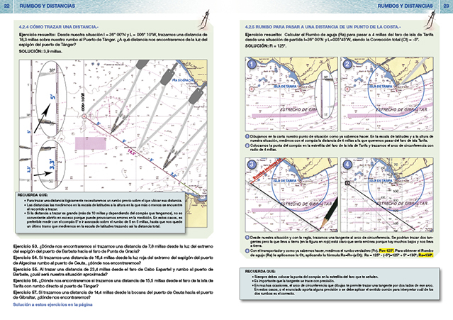 Libro de Ejercicios de carta del Patrón de Yate páginas 22-23
