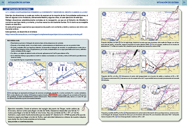 Libro de Ejercicios de carta del Patrón de Yate páginas 70-71